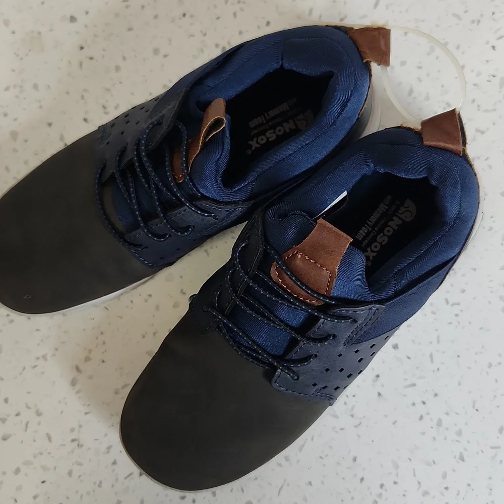 Deer Stags Navy and Brown Kids Sneakers Memory Foam
